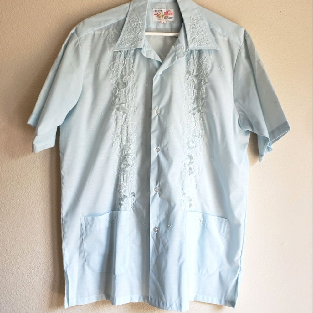 VTG Guayabera Style Button Down Shirt